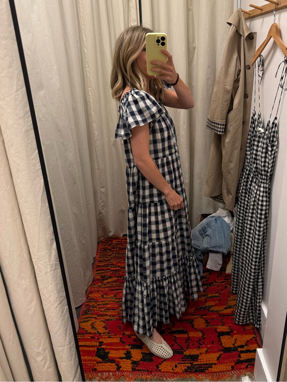 The Great- Nightingale Dress in Navy Heart Check